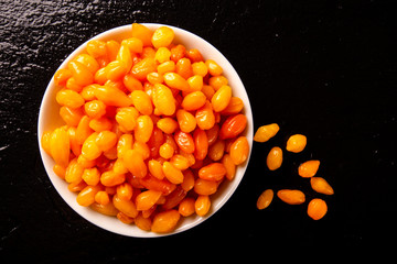 Pepper yellow lantern chili, Capsicum chinense, originating in the Americas and matrix for hybrid peppers burned most of the world.