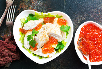 pancakes with salmon caviar