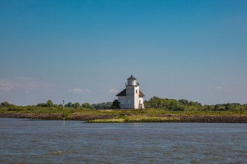 Leuchtturm Juelssand an der Elbe bei Hamburg