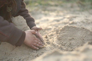 Baby's Hands In The Sand, Baby Playing In The Sand
