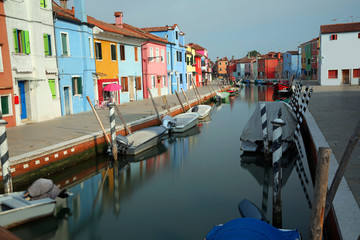 Fototapeta na wymiar Colorfully houses of Burano an Island near Venice in Italy