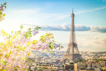 Rolgordijnen eiffeltour en stadsbeeld van Parijs © neirfy