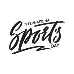 Sport's day, text design. Vector calligraphy. Typography poster. Hand writing and lettering 