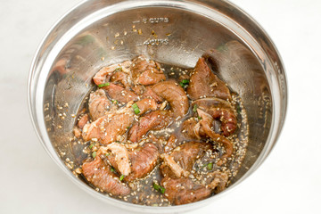 Marinating Beef for Bulgogi (Korean Beef Barbecue)