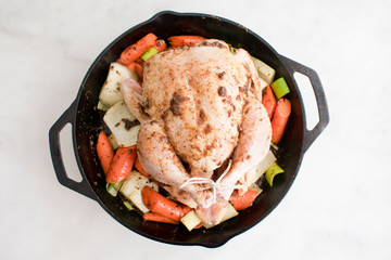 Chicken and Vegetables Prepared to Roast