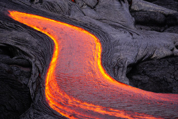 Flowing lava in Hawaii