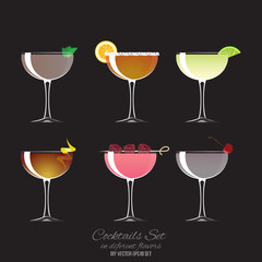 Set of 6 cocktails in coupe glass