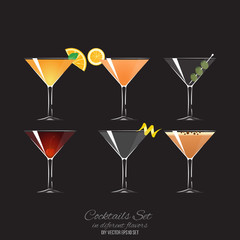 Set of 6 cocktails in coupe glass