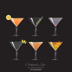 Set of 6 cocktails in coupe glass