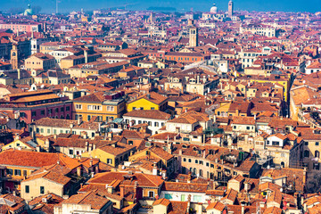 Fototapeta na wymiar taly, Venice, panorama of the city from the belvedere of the bell tower of San Marco