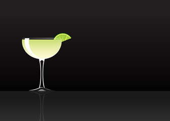 Official cocktail icon, The Unforgettable Daiquiri cartoon illustration for bar or restoration  alcohol menu in elegant style on mirrored surface.