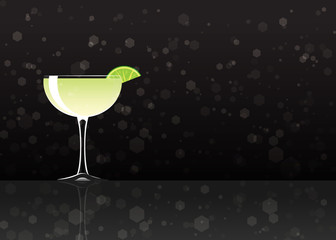 Official cocktail icon, The Unforgettable Daiquiri cartoon illustration for bar or restoration  alcohol menu in elegant style on mirrored surface.