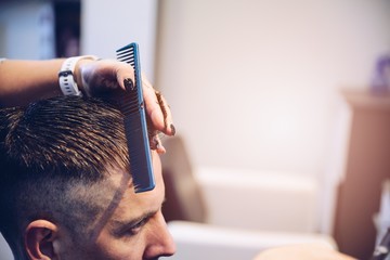 Male customer in hair salon