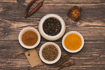 the spices of the world are bright and colorful for culinary gourmet dishes in the kitchen. 
