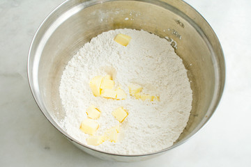 Flour and Butter to Make Biscuit Dough