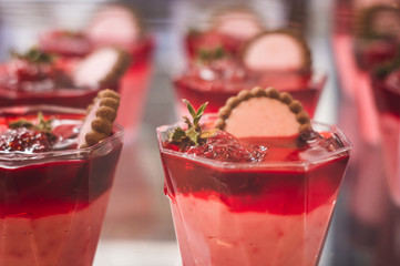 Strawberry dessert on display