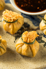 Homemade Deep Fried Shrimp Purse Dumplings