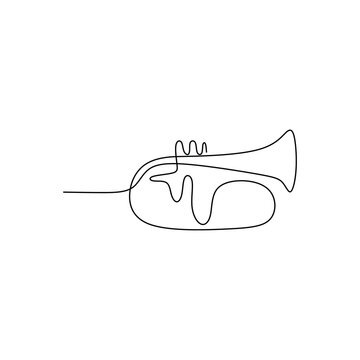 picture of a continuous line of trumpet musical instruments.
