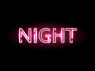Night neon lettering. Vector illustration for poster or banner.