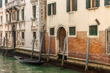 Italy, Venice, view of canals among the typical Venetian houses.