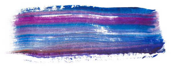 inked watercolor strip on paper blue