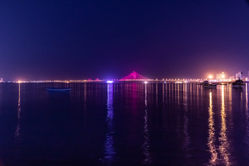 Fototapeta na wymiar Night View of Bandra Worli Sea Link Bridge