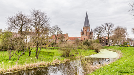 Cityscape of Zutphen with Drogenaps tower, a medieval city along the river IJssel in Gelderland in the Netherlands