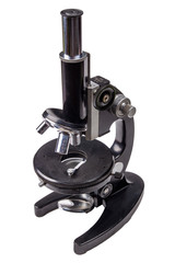 black microscope on white background