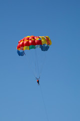 man practicing paragliding sport