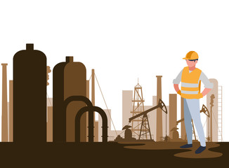 Obraz premium oil industry worker avatar character