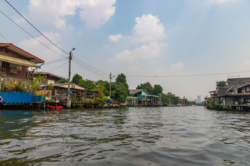 Shanty houses along Bangkok water canals, Thailand
