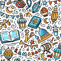 Ramadan doodle seamless pattern