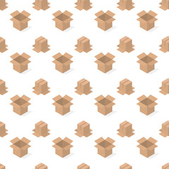 Seamless background from a set of cardboard boxes, vector illustration.