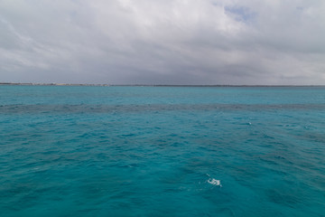 Isla Mujeres seen from the ferry, Cancun, Mexico.