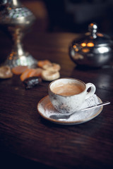 cup of coffee and dried fruit