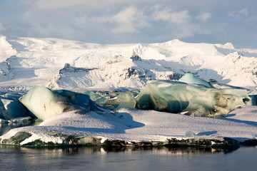 Blue ice over Icelandic lagoon