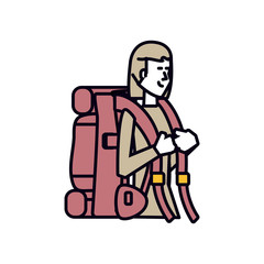 traveler woman with travel bag avatar character