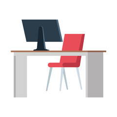 office desk with desktop workplace scene