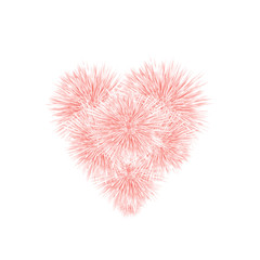 Soft Fur Pink Heart Isolated on White Background