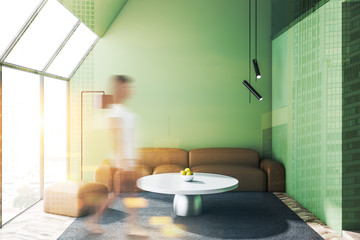 Modern green living room design interior.