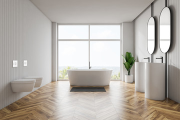 Modern light bathroom interior.