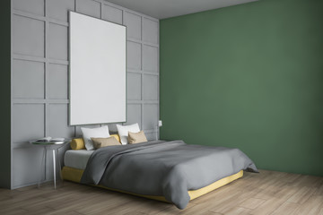 Modern design bedroom interior. Mock up poster.