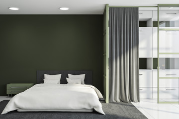 Moder design green bedroom interior.