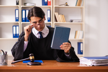 Fototapeta premium Young handsome judge working in court