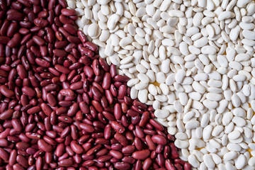 Background with white and red beans.