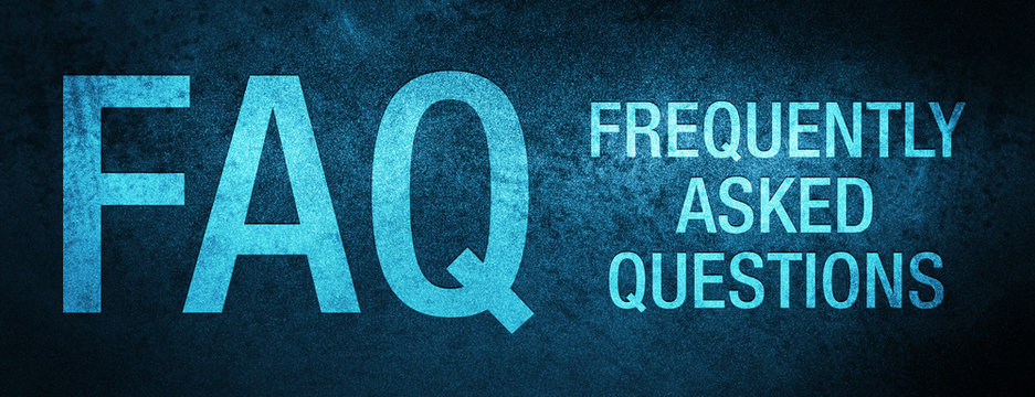FAQ frequently asked questions special blue banner background