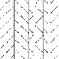 Set of arrows seamless pattern on white background