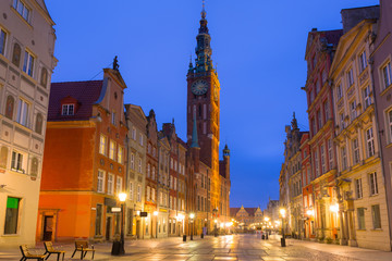 Fototapety  Architektura starego miasta w Gdańsku o świcie, Polska