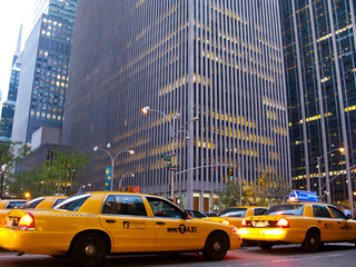 Yellow cabs in a street of New York