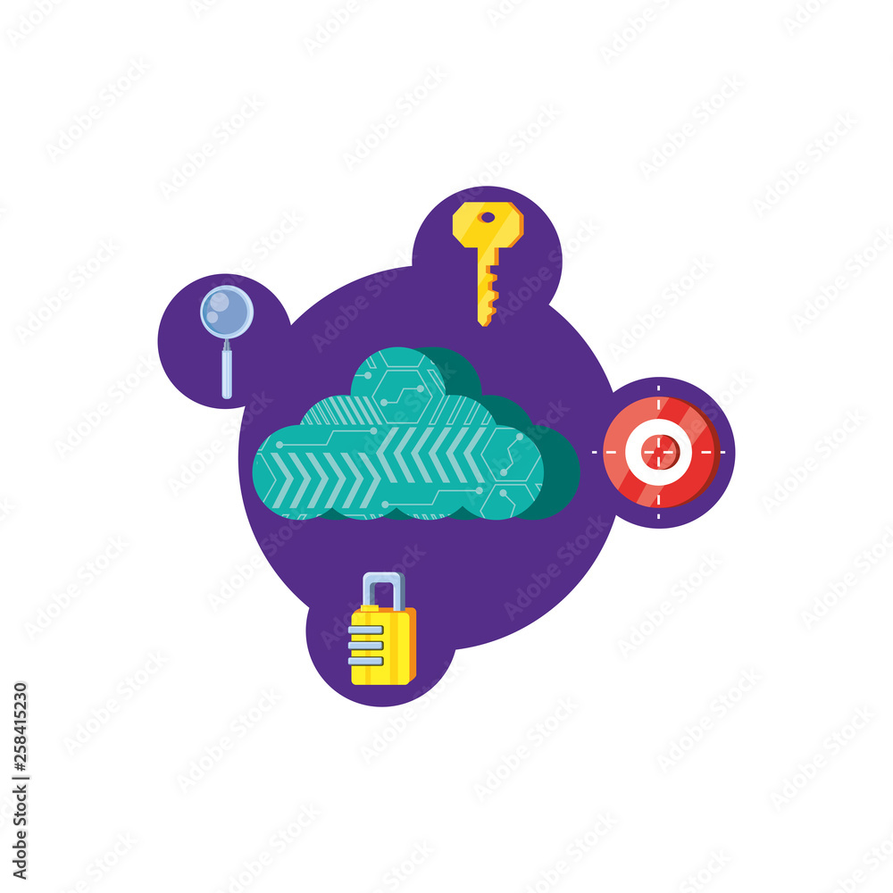 Poster cloud computing with security icons